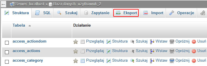 ekspot phpmyadmin