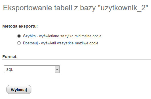 eksport phpmyadmin