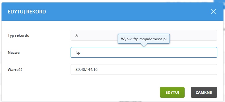 Zarządzanie strefą DNS w Panelu Admina (DirectAdmin)