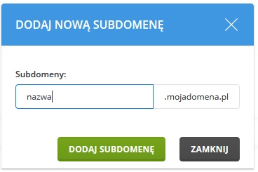 Dodanie poddomeny np. abc.domena1.pl