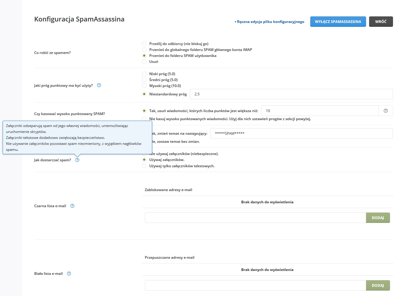 Filtrowanie niechcianych wiadomości