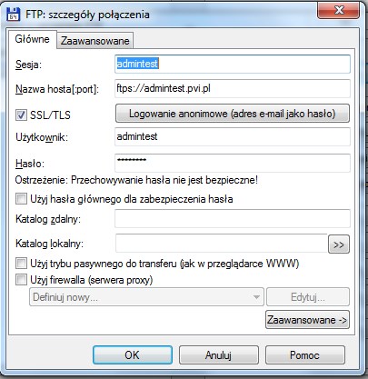 Konfiguracja połączenia ftp w programie Total Commander z użyciem SSL