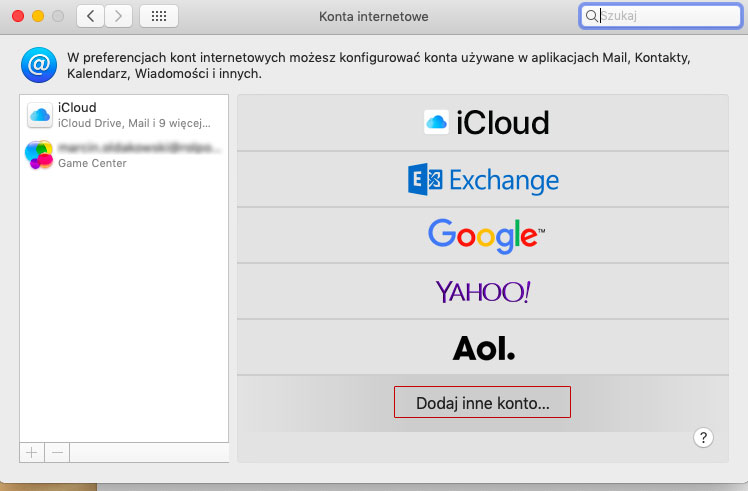 Instrukcja konfiguracji poczty w programie Mail dla komputerów Apple