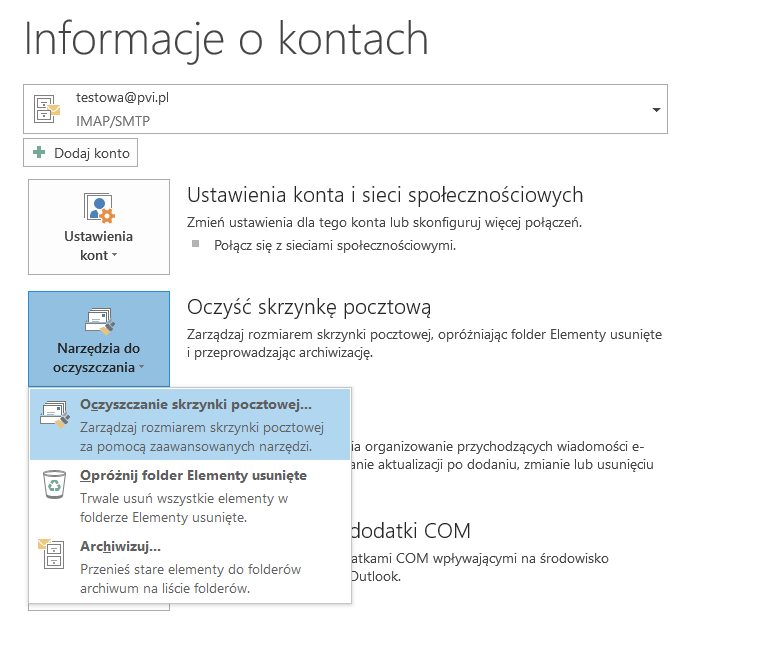 Narzędzia do oczyszczania skrzynki pocztowej