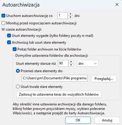 Menu Plik - Narzędzia do oczyszczania skrzynki