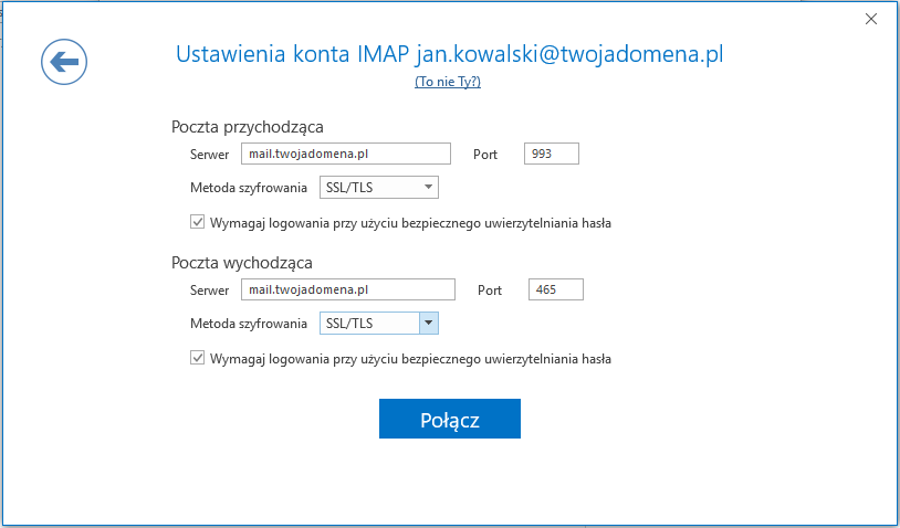 Instrukcja konfiguracji poczty w programie Outlook
