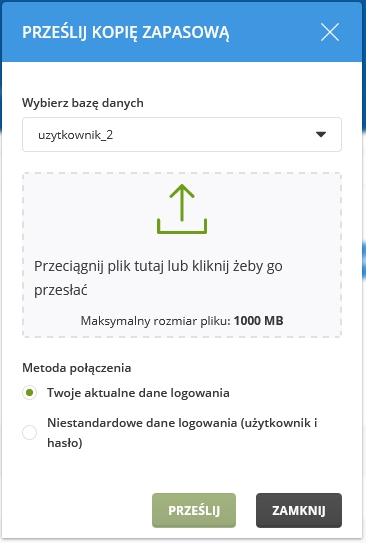 Przywracanie kopii bazy danych