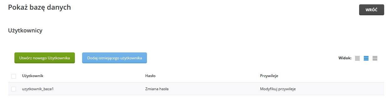 Dodawanie użytkownika bazy danych