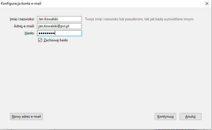 Instrukcja konfiguracji programu Mozilla Thunderbird